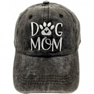 Baseball Caps Women's Dog Mom Ponytail Hat Embroidered Messy High Bun Distressed Baseball Cap - Dog Mom - Black - CA18XMZ3NIC...