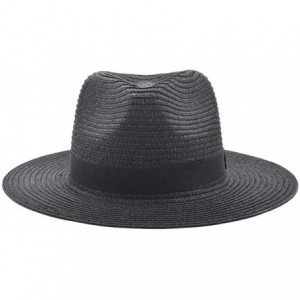 Bucket Hats Unisex Summer Foldable Fisherman Brim Bucket Hat Jazz Sunshade Panama Trilby Fedora Hat Gangster Cap - Black - CV...