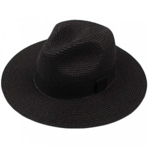 Bucket Hats Unisex Summer Foldable Fisherman Brim Bucket Hat Jazz Sunshade Panama Trilby Fedora Hat Gangster Cap - Black - CV...