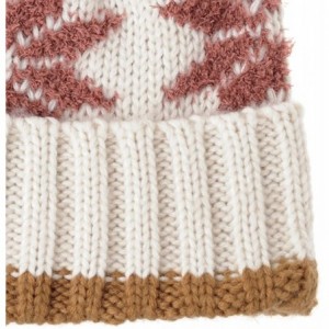 Skullies & Beanies Knit Fairs Isle Nordic Bobble Pom Beanie Hat CR5128 - Ivory - CF12B4UAFKZ $13.52