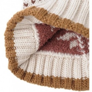 Skullies & Beanies Knit Fairs Isle Nordic Bobble Pom Beanie Hat CR5128 - Ivory - CF12B4UAFKZ $13.52