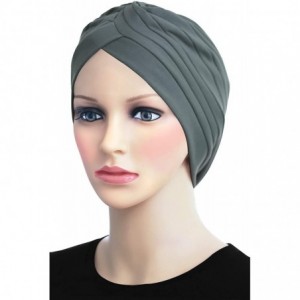 Skullies & Beanies Turban Hat Cap for Women Stylish Cotton Chemo Beanie Hat Caps - Steel Gray - CL18IYTCMO6 $17.38