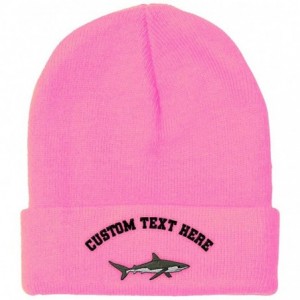 Skullies & Beanies Custom Beanie for Men & Women Shark Embroidery Acrylic Skull Cap Hat - Soft Pink - CU18ZS3KTCG $16.61