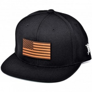 Baseball Caps 'The Old Glory' Leather Patch Classic Snapback Hat - One Size Fits All - Black - CI18ARTX2MD $55.15