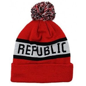 Skullies & Beanies California Republic Fleece Lined Beanie with Pom Pom- Red/Black - CE129KD3PPB $10.73