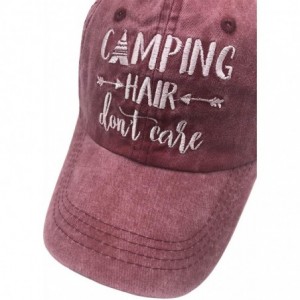 Baseball Caps Camping Hair Don't Care Ponytail Hat Vintage Washed Distressed Baseball Dad Cap for Women - Red - CX18XSQCM0D $...