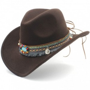 Cowboy Hats Fashion Women Men Western Cowboy Hat for Lady Tassel Felt Cowgirl Sombrero Caps - Coffee - CC18DAY2KXS $41.25