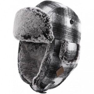 Skullies & Beanies Cotton Trapper Hat Faux Fur Earflaps Hunting Hat Warm Pillow Lining Unisex - 89079_black - CN1873KL8GI $22.17