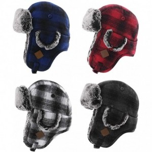 Skullies & Beanies Cotton Trapper Hat Faux Fur Earflaps Hunting Hat Warm Pillow Lining Unisex - 89079_black - CN1873KL8GI $22.17