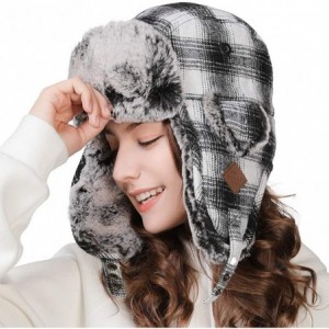 Skullies & Beanies Cotton Trapper Hat Faux Fur Earflaps Hunting Hat Warm Pillow Lining Unisex - 89079_black - CN1873KL8GI $22.17