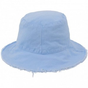 Bucket Hats Unisex Frayed Washed Bucket Hat Foldable Cotton Fisherman Cap Brim Visors Sun Hat - Light Blue - C318CHYWKQL $10.40