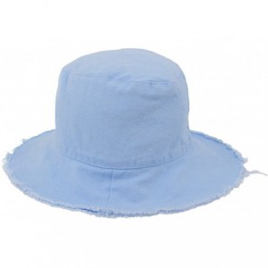 Bucket Hats Unisex Frayed Washed Bucket Hat Foldable Cotton Fisherman Cap Brim Visors Sun Hat - Light Blue - C318CHYWKQL $10.40