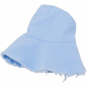 Bucket Hats Unisex Frayed Washed Bucket Hat Foldable Cotton Fisherman Cap Brim Visors Sun Hat - Light Blue - C318CHYWKQL $10.40