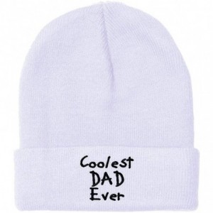 Skullies & Beanies Custom Beanie for Men & Women Coolest Dad Ever Black Embroidery Skull Cap Hat - White - CN18ZWO58MA $9.75