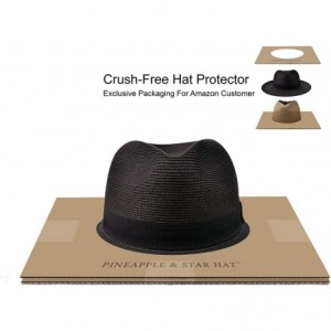 Sun Hats Sun Straw Fedora Beach Hat Fine Braid UPF50+ for Both Women Men - Black - CU18H6UQN67 $36.20