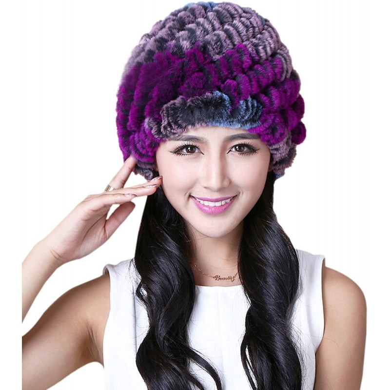 Skullies & Beanies Thicken Rex Rabbit Fur Knit Beanie Hats Multicolor - Colorful7 - CK126HY752P $24.52