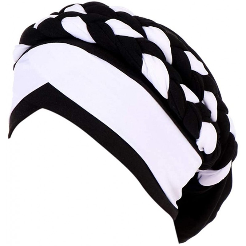 Skullies & Beanies Fashion Women India Hat Muslim Ruffle Cancer Chemo Beanie Turban Wrap Cap Gift - Black - C418R80UE0T $12.30