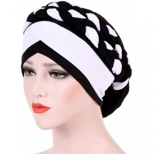 Skullies & Beanies Fashion Women India Hat Muslim Ruffle Cancer Chemo Beanie Turban Wrap Cap Gift - Black - C418R80UE0T $12.30