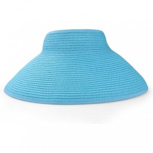 Visors Women's Bow Tie Straw Visor Summer Sun Hat - Aqua - CM12IGSJHKN $26.06