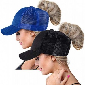 Baseball Caps Ponytail Baseball Glitter Ponycaps Adjustable - Classic(mesh)-black/Blue - CY194U992UL $14.87