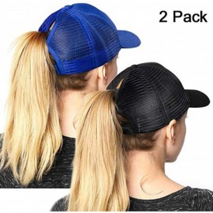 Baseball Caps Ponytail Baseball Glitter Ponycaps Adjustable - Classic(mesh)-black/Blue - CY194U992UL $14.87