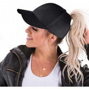 Baseball Caps Ponytail Baseball Glitter Ponycaps Adjustable - Classic(mesh)-black/Blue - CY194U992UL $14.87