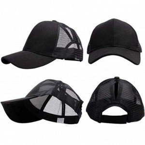 Baseball Caps Ponytail Baseball Glitter Ponycaps Adjustable - Classic(mesh)-black/Blue - CY194U992UL $14.87