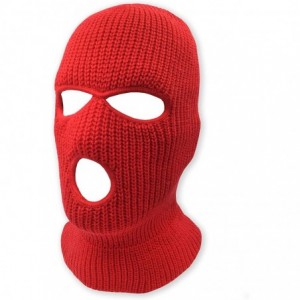 Balaclavas 3 Hole Beanie Face Mask Ski - Warm Double Thermal Knitted - Men and Women - Red - C818KMDLRZY $21.24