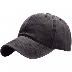 Baseball Caps Vintage-Washed Baseball Cap Men/Women Adjustable - Distressed Hats Cotton - Washed Black - C7196OIKL0Y $10.34