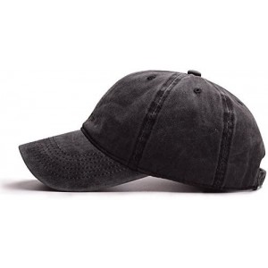 Baseball Caps Vintage-Washed Baseball Cap Men/Women Adjustable - Distressed Hats Cotton - Washed Black - C7196OIKL0Y $10.34