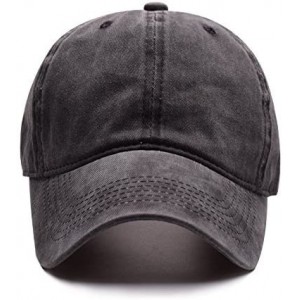 Baseball Caps Vintage-Washed Baseball Cap Men/Women Adjustable - Distressed Hats Cotton - Washed Black - C7196OIKL0Y $10.34