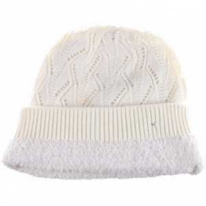 Skullies & Beanies Womens Winter Knit Beanie Hat Plush Fleece Lined - Ivory Button - CP18XXKZD2Y $19.05