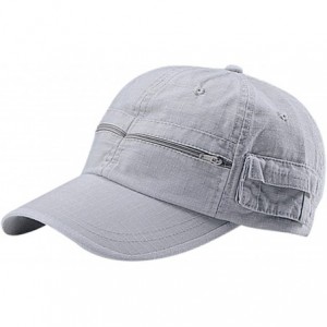 Baseball Caps Men's Rip Stop Fabric Washed Pocket Adjustable Cap with Zipper Pockets - Putty - CR11WMGKI3V $12.69
