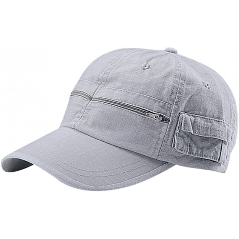 Baseball Caps Men's Rip Stop Fabric Washed Pocket Adjustable Cap with Zipper Pockets - Putty - CR11WMGKI3V $12.69
