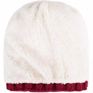 Skullies & Beanies Womens Winter Thick Cable Knit Beanie Faux Fur Pom Hat Fleece Lined Skull Cap - 7 - CO18LSTY5ED $14.06