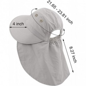 Sun Hats Womens Ponytail Summer Sun UV Protection Wide Brim Beach Fishing Hat with Neck Flap - Light Gray - CF1949ZGDUH $12.06