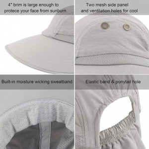 Sun Hats Womens Ponytail Summer Sun UV Protection Wide Brim Beach Fishing Hat with Neck Flap - Light Gray - CF1949ZGDUH $12.06