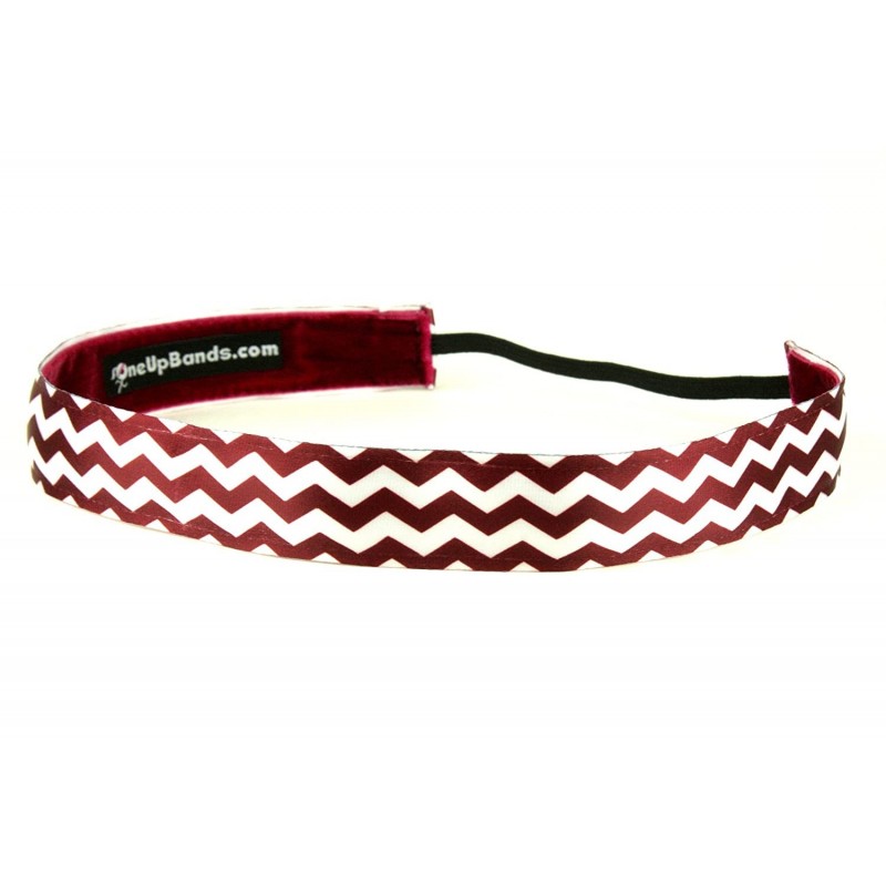 Headbands Women's Chevron Maroon One Size Fits Most Double - Maroon/Satin - C311K9XCQ75 $14.22