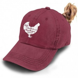 Baseball Caps Life is Better with Chickens Around Vintage Adjustable Ponytail Cowboy Cap Gym Caps for Female Women Gifts - C0...