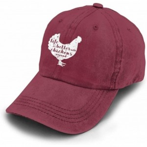 Baseball Caps Life is Better with Chickens Around Vintage Adjustable Ponytail Cowboy Cap Gym Caps for Female Women Gifts - C0...