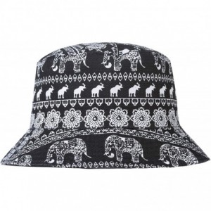 Bucket Hats Unisex Cute Unique Print Travel Bucket Hat Summer Fisherman Cap - Elephant white - C018KKAX07W $19.19