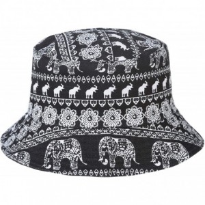 Bucket Hats Unisex Cute Unique Print Travel Bucket Hat Summer Fisherman Cap - Elephant white - C018KKAX07W $19.19