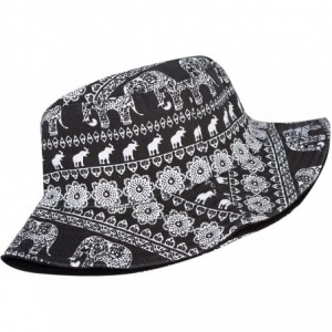 Bucket Hats Unisex Cute Unique Print Travel Bucket Hat Summer Fisherman Cap - Elephant white - C018KKAX07W $19.19