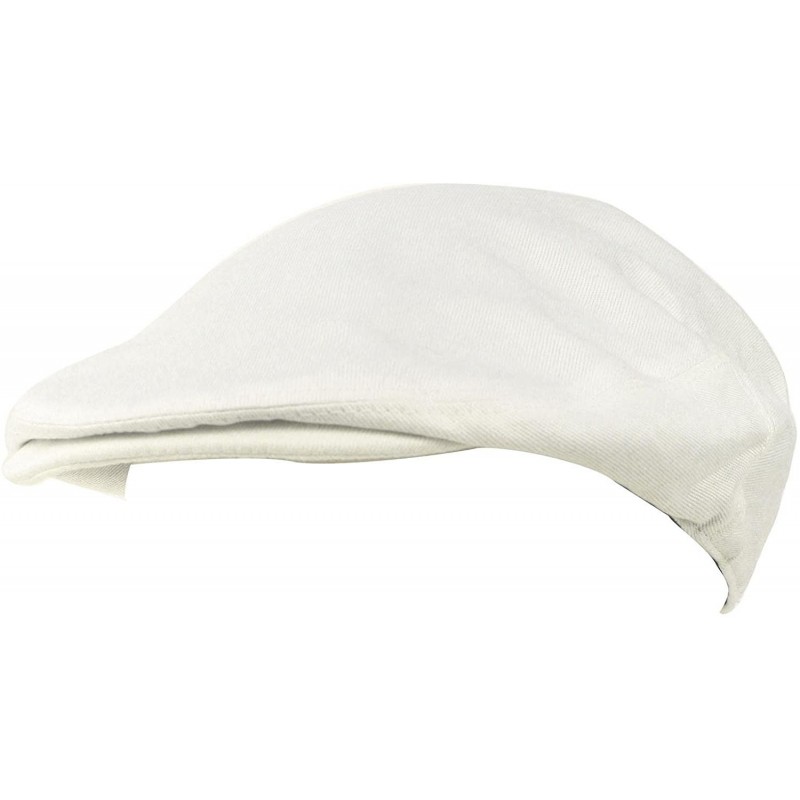Newsboy Caps Men's Summer 100% Cotton Front Snap Solid Ivy Driver Golf Flat Cap Hat M/L - White - CC11WWOQTXB $20.56