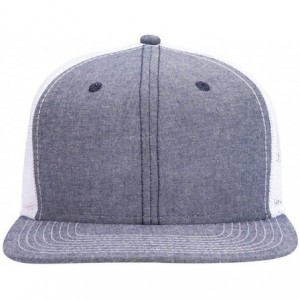 Baseball Caps Adjustable Blank Snap 6 Panel Pro Style Cotton Blend Chambray Snapback Hat (One Size Fits Most) - Nvy/Wht - C01...