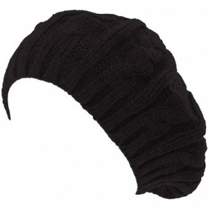 Skullies & Beanies Cable Fashion Knit Beret (2 Pack) - Black - CO11Y94M06R $23.98