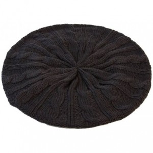 Skullies & Beanies Cable Fashion Knit Beret (2 Pack) - Black - CO11Y94M06R $9.47