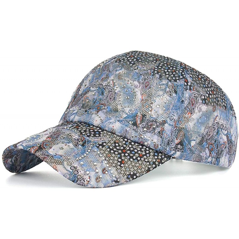 Baseball Caps Women Casual Embroidered Lace Flower Fashion Baseball Cap Hat - Blue2 - CN18N0RSIOE $14.62