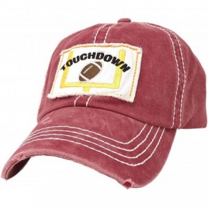 Baseball Caps Distressed Embroidered Patchwork Cotton Baseball Visor Sun Cap Dad Hat - Touchdown- Burgundy - CV18XYO08LZ $7.61