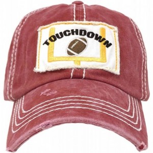 Baseball Caps Distressed Embroidered Patchwork Cotton Baseball Visor Sun Cap Dad Hat - Touchdown- Burgundy - CV18XYO08LZ $7.61